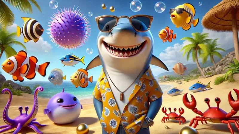 Arena tembak ikan bawah laut dengan target dan efek visual